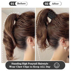Viabty small hair claw clip holding hair in a half-up style
