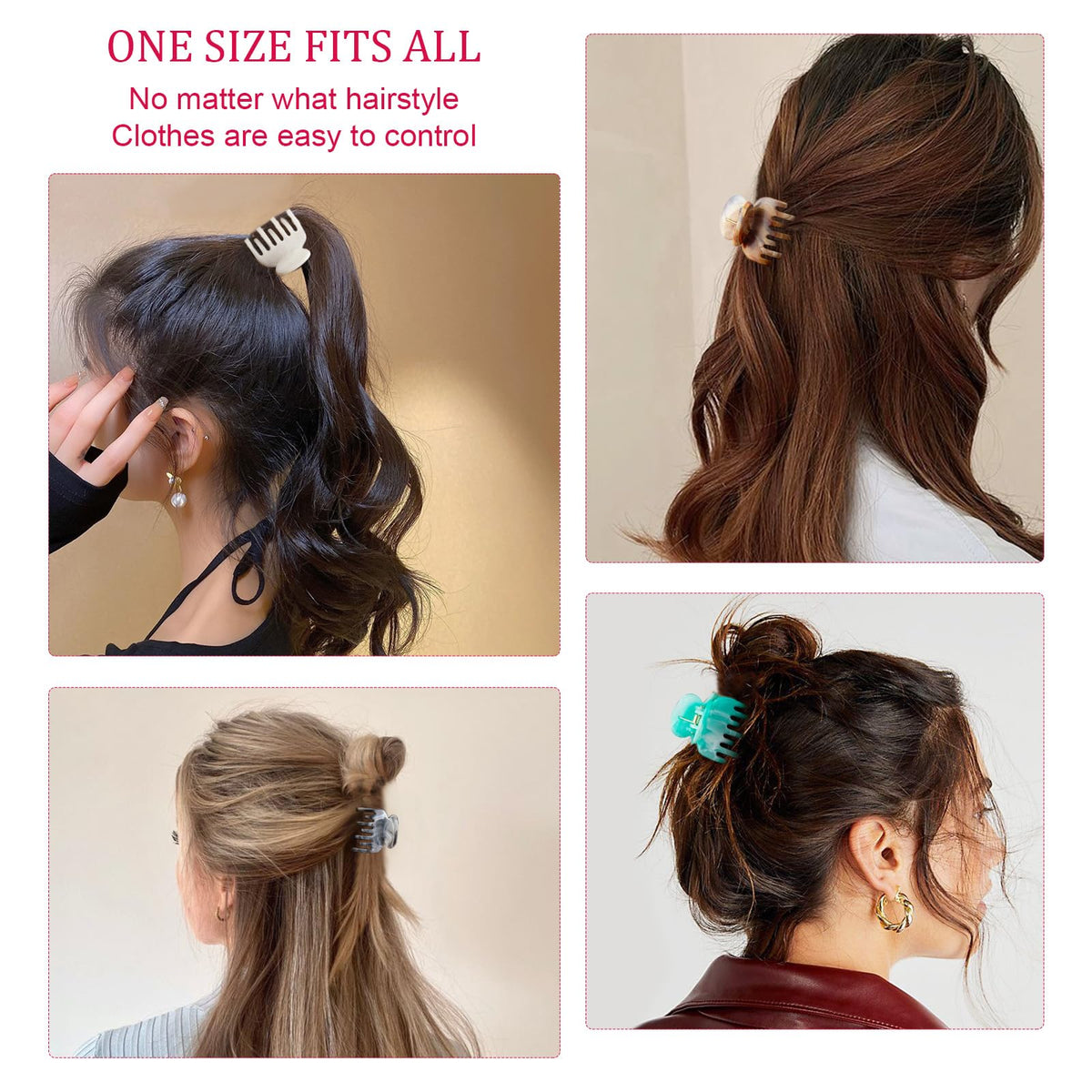 Viabty small hair claw clip in use during makeup application