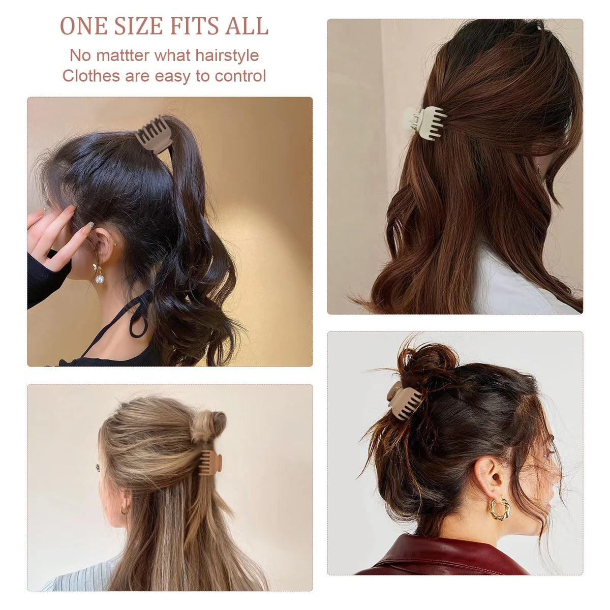 Viabty small hair claw clips in a woman's hair during makeup