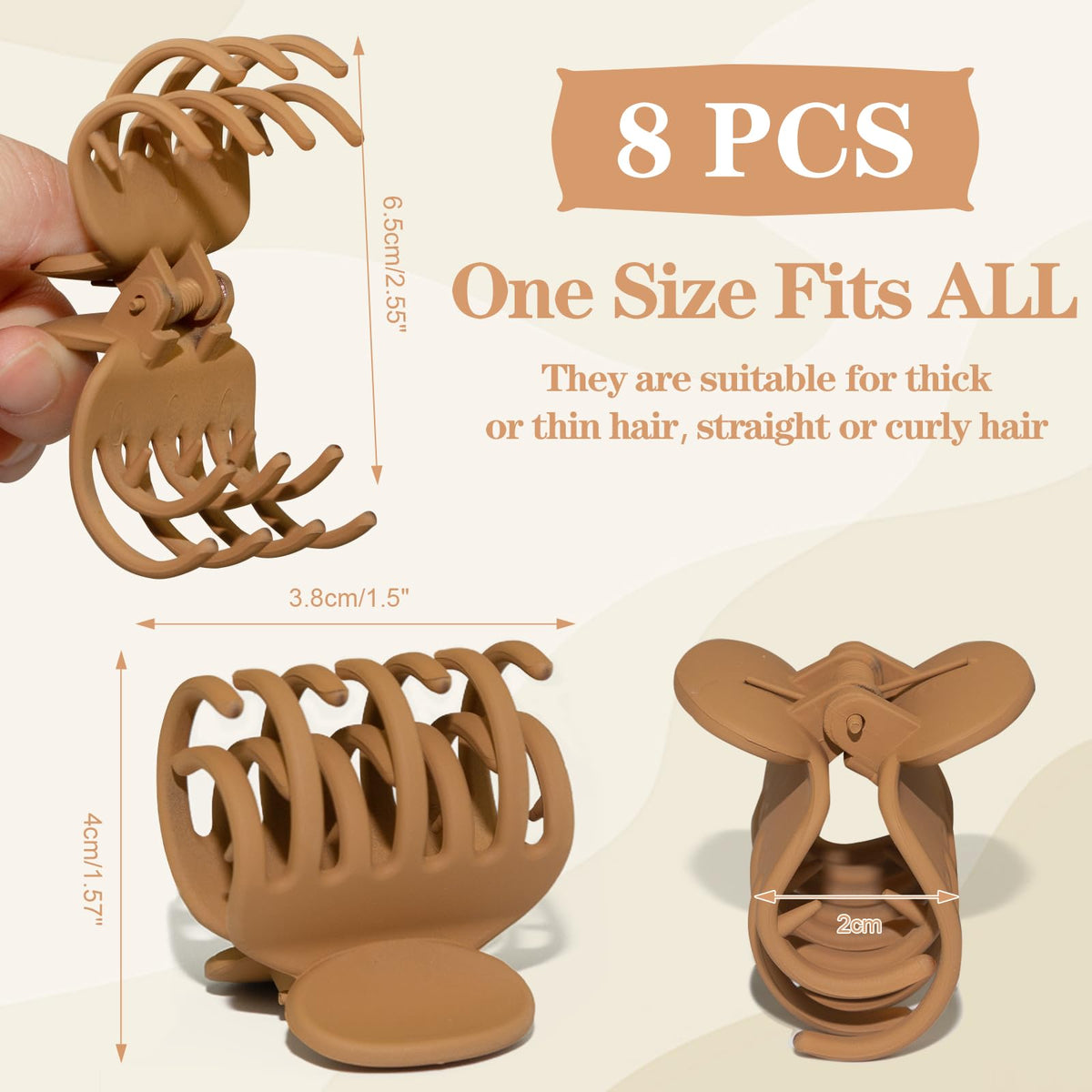 Viabty small hair claw clips showcasing their lightweight design
