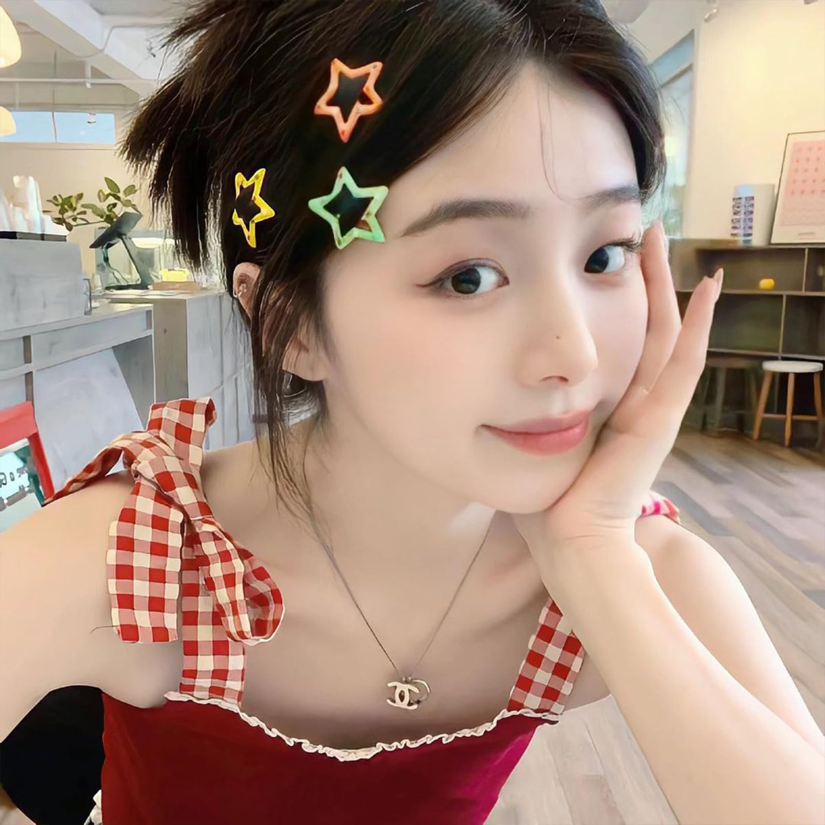 VIBILIA Star Hair Clips displayed with different hairstyles