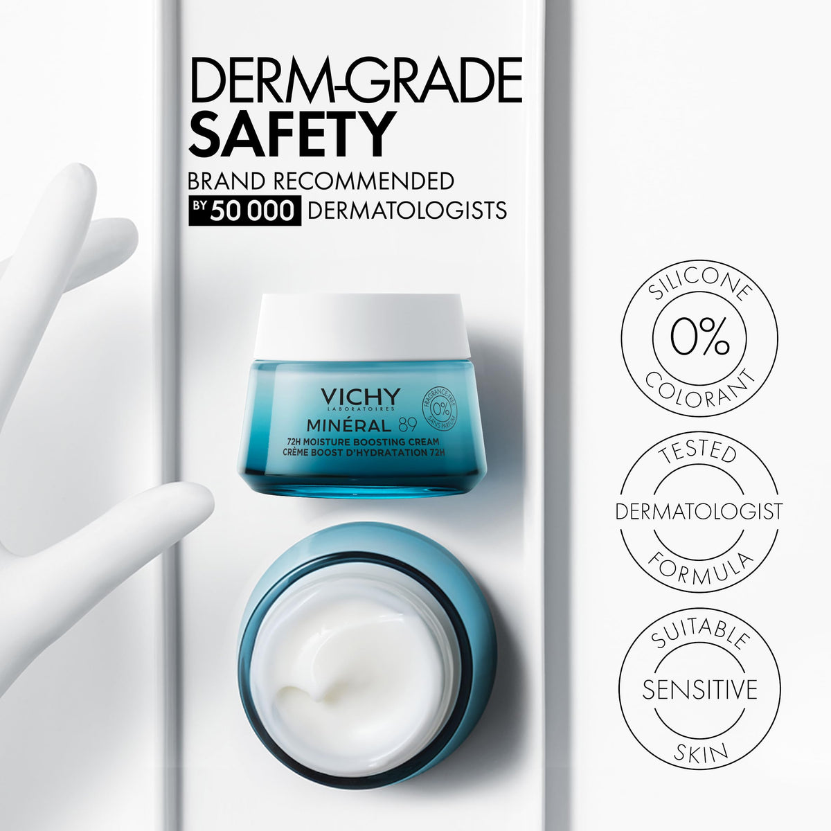 VICHY Mineral 89 Lightweight Face Cream application on skin
