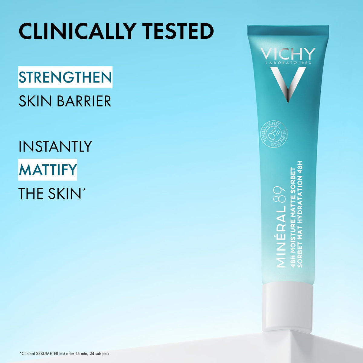 VICHY Minéral 89 Matte Sorbet Face Moisturizer application on skin