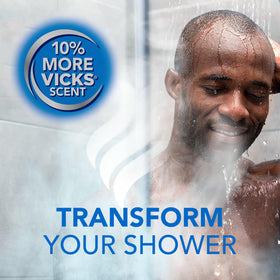 Vicks VapoShower Plus shower steamer dissolving in warm water