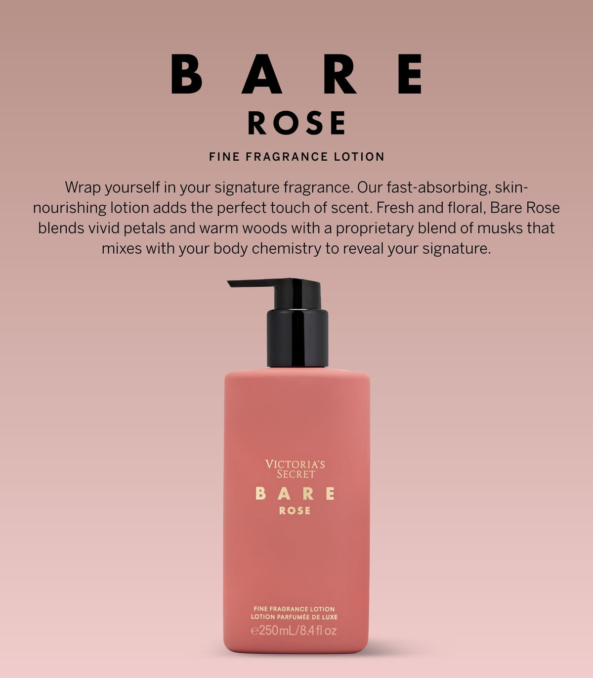 Victoria's Secret Bare Rose Lotion side view