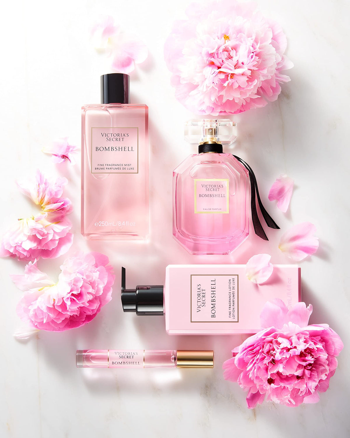 Victoria's Secret Bombshell Eau de Parfum displayed on vanity