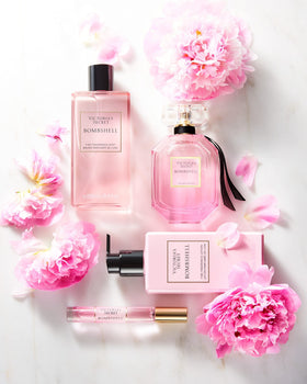 Victoria's Secret Bombshell Eau de Parfum displayed on vanity