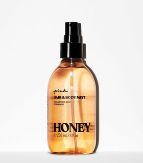 Victoria's Secret PINK Hair and Body Mist Honey bottle side view