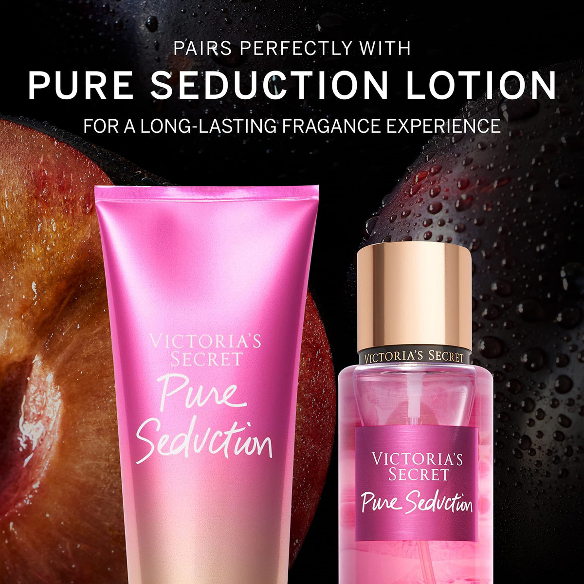 Victoria's Secret Pure Seduction Lotion with floral background
