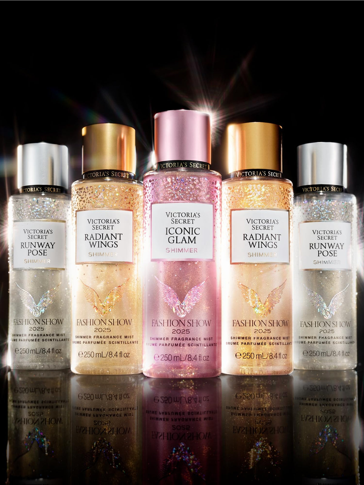 Victoria's Secret Radiant Wings Shimmer Fragrance Mist lifestyle scene with floral background