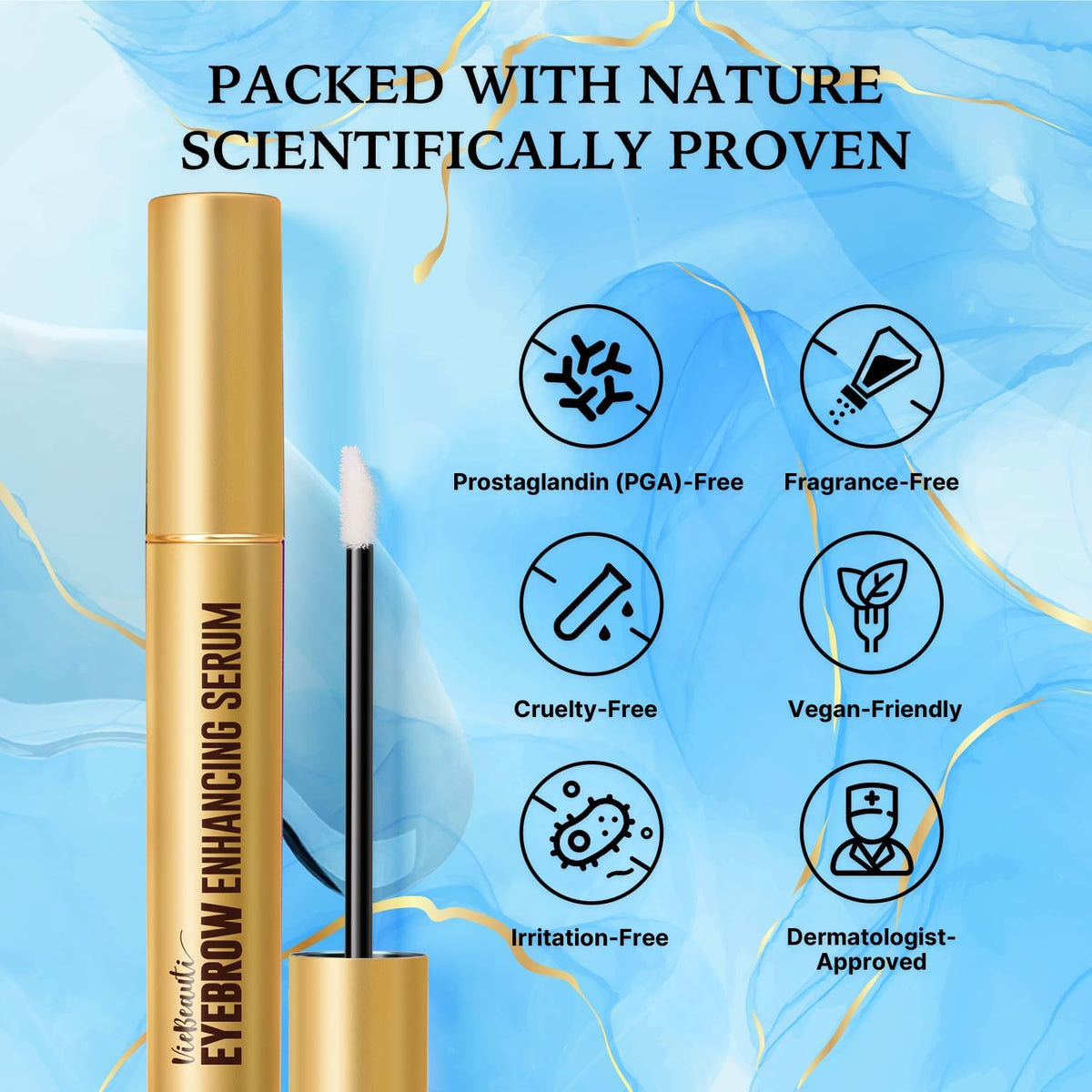 VieBeauti Eyebrow Growth Serum with ingredients displayed
