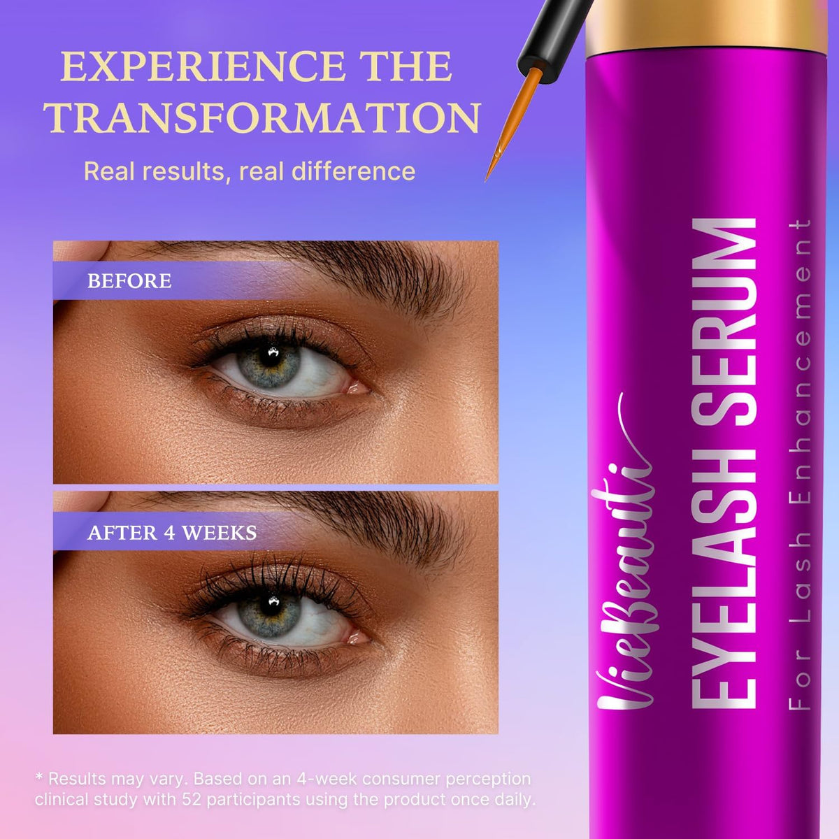 VieBeauti EyeLash Growth Serum packaging with ingredients listed