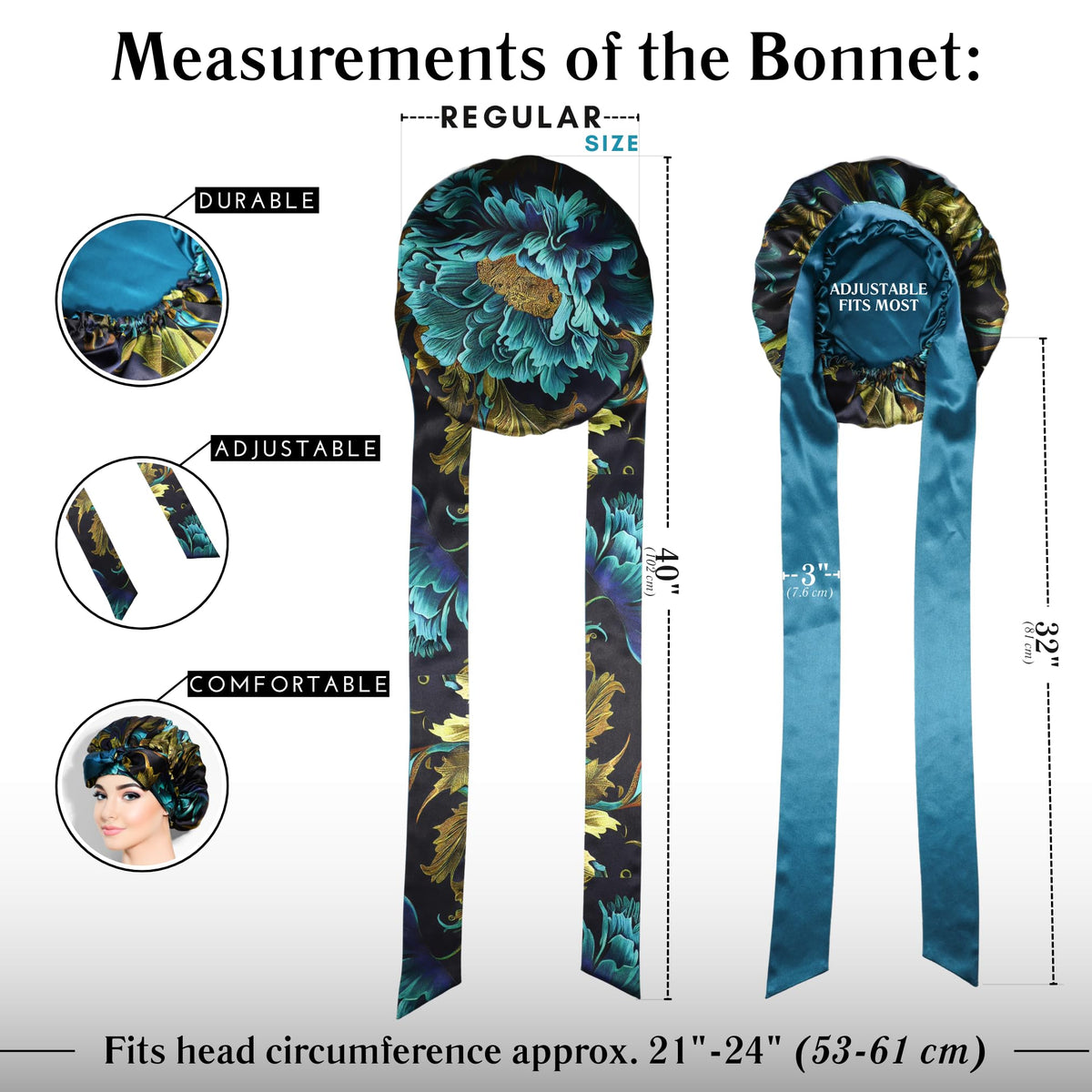View of Nochka Fashion silk bonnet showing 19 Momme fabric texture