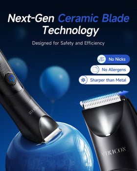 VIKICON Manscape Trimmer in use in a bathroom setting