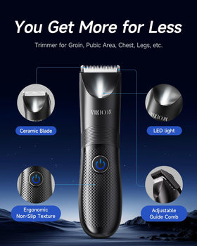 VIKICON Manscape Trimmer side view showcasing adjustable length settings