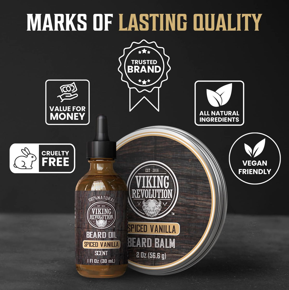 Viking Revolution Beard Balm and Oil Bundle packaging details
