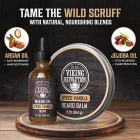 Viking Revolution Beard Balm and Oil Bundle with natural background