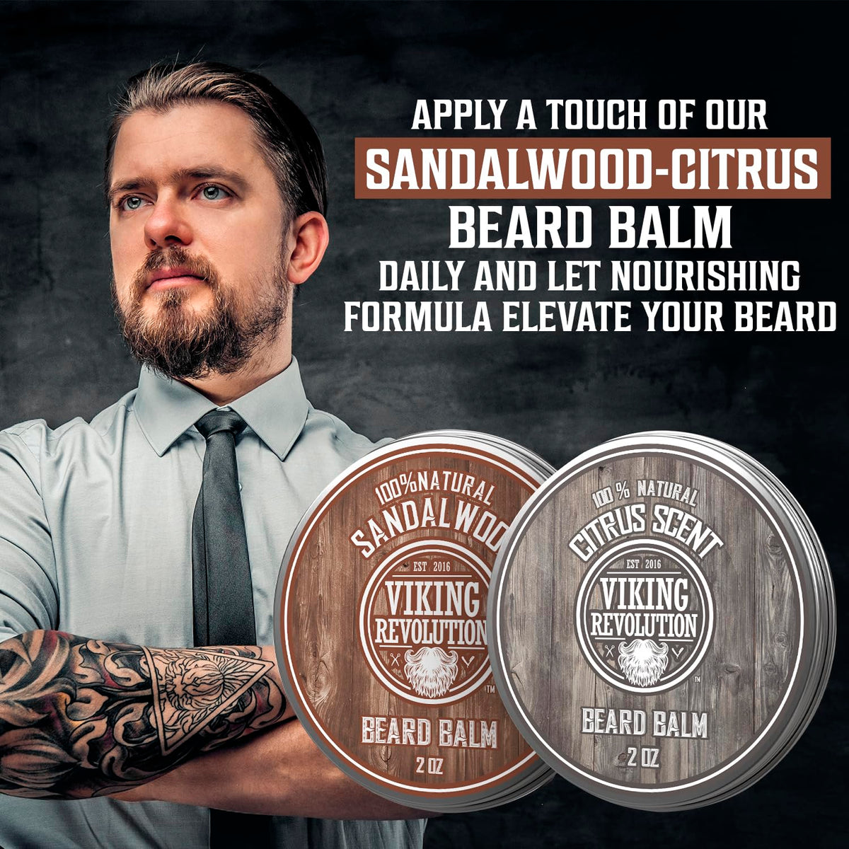 Viking Revolution Beard Balm Citrus and Sandalwood lifestyle scene