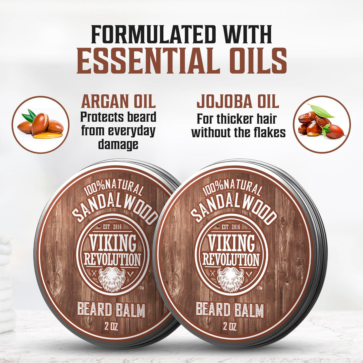 Viking Revolution Beard Balm Sandalwood 2 oz side view