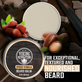 Viking Revolution Beard Balm Spiced Vanilla 2 oz with beard brush
