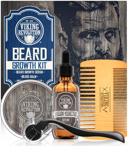 Viking Revolution Beard Growth Kit including serum, balm, and comb