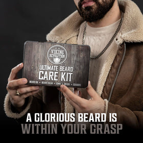 Viking Revolution Beard Kit in travel-friendly metal box