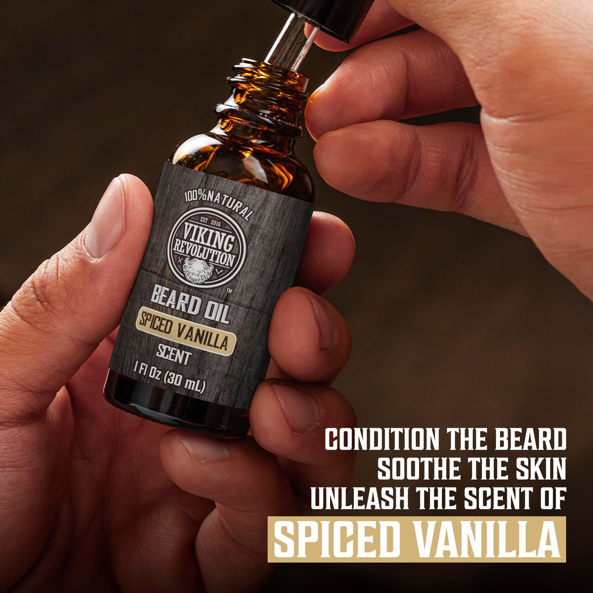Viking Revolution Beard Oil 1 fl oz bottle with dropper