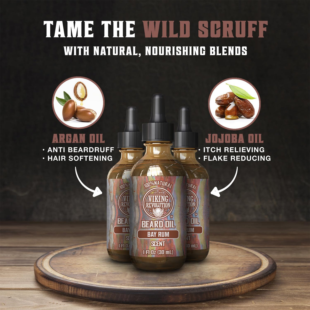 Viking Revolution Beard Oil Bay Rum packaging