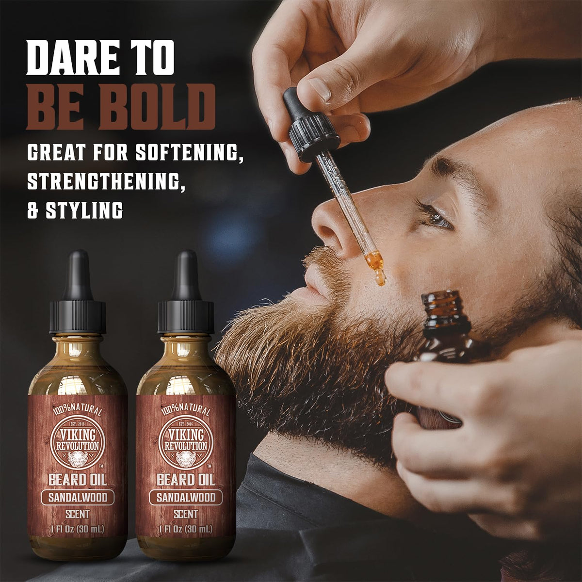 Viking Revolution Beard Oil Sandalwood 1 fl oz back view