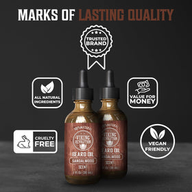 Viking Revolution Beard Oil Sandalwood 1 fl oz lifestyle scene