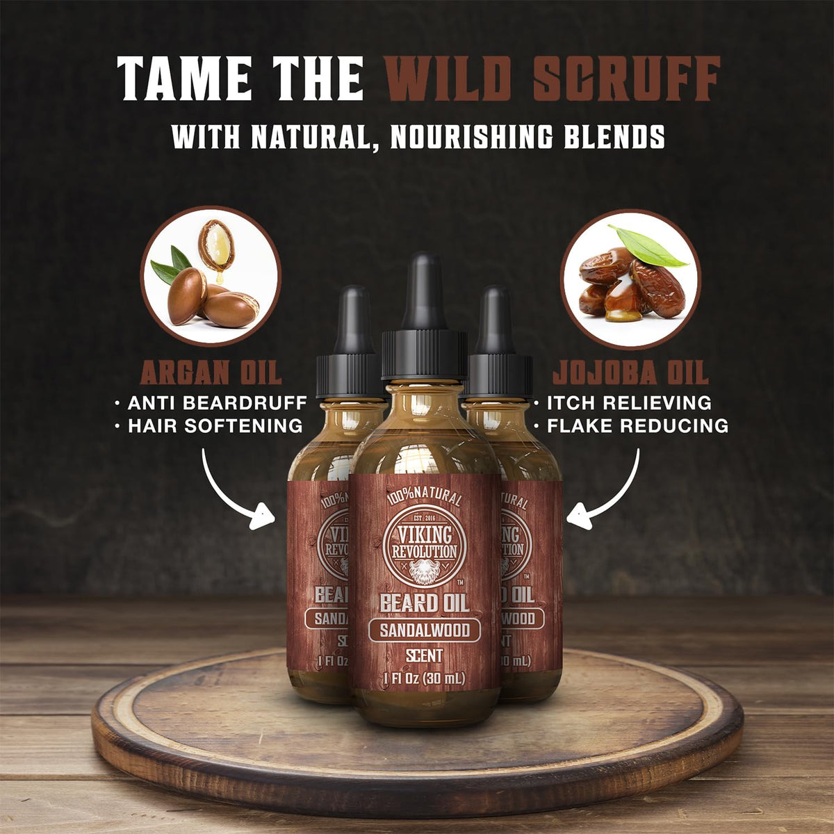 Viking Revolution Beard Oil Sandalwood packaging
