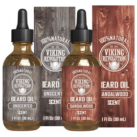 Viking Revolution Beard Oil Sandalwood & Unscented 2 Pack front view