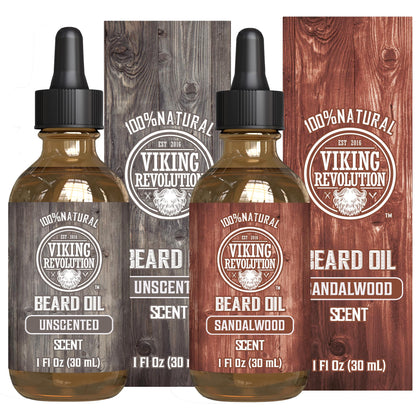 Viking Revolution Beard Oil Sandalwood & Unscented 2 Pack front view