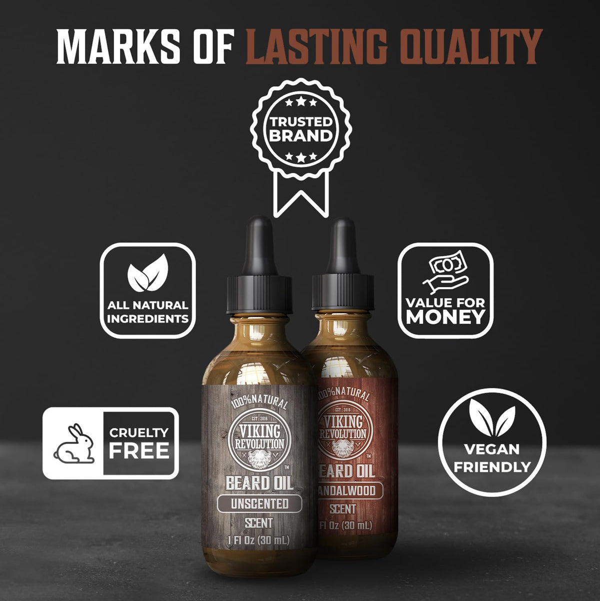 Viking Revolution Beard Oil Sandalwood & Unscented ingredients list