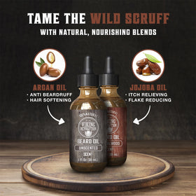 Viking Revolution Beard Oil Sandalwood & Unscented packaging details