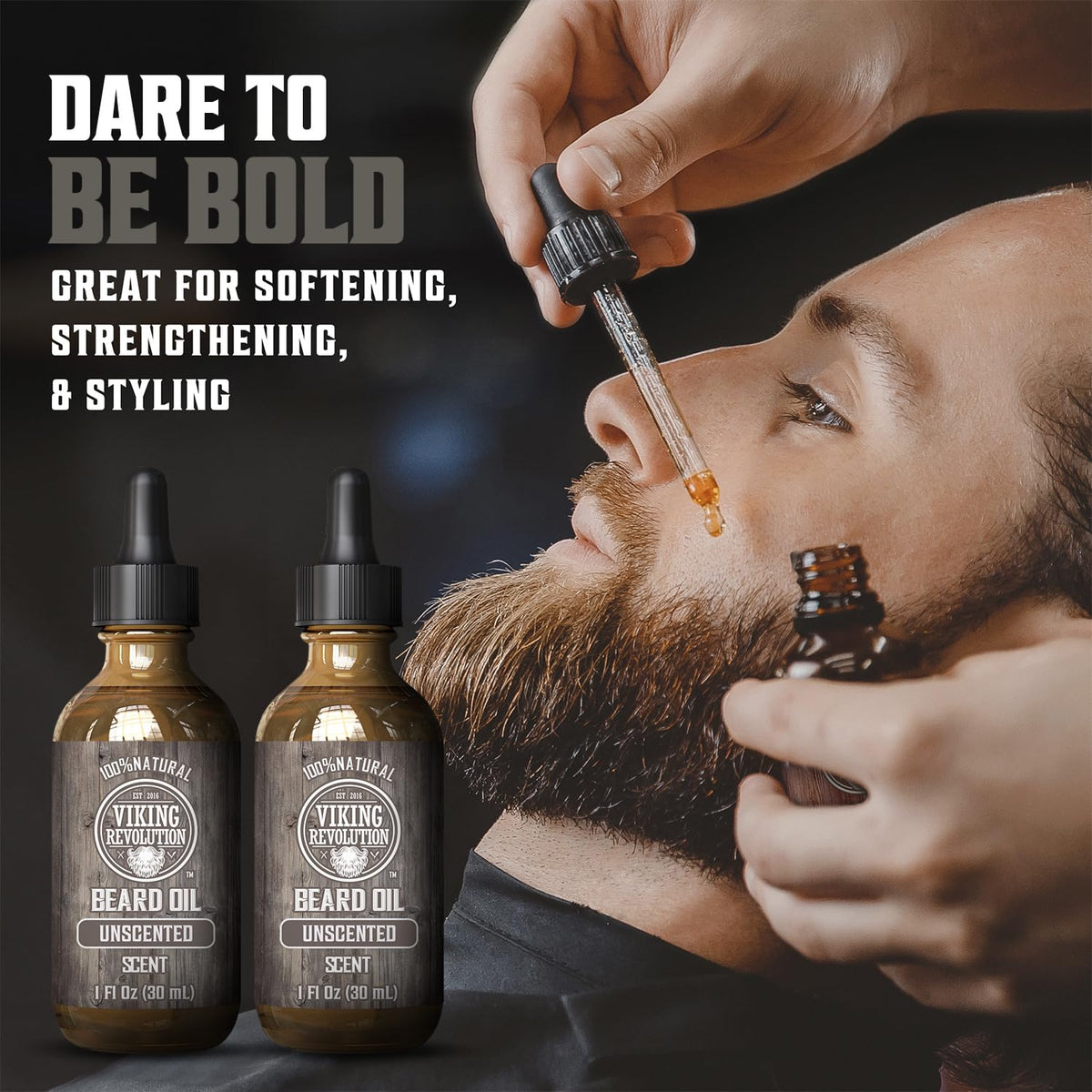 Viking Revolution Beard Oil Unscented 1 fl oz bottle back view