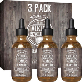 Viking Revolution Beard Oil Unscented 3 Pack front view