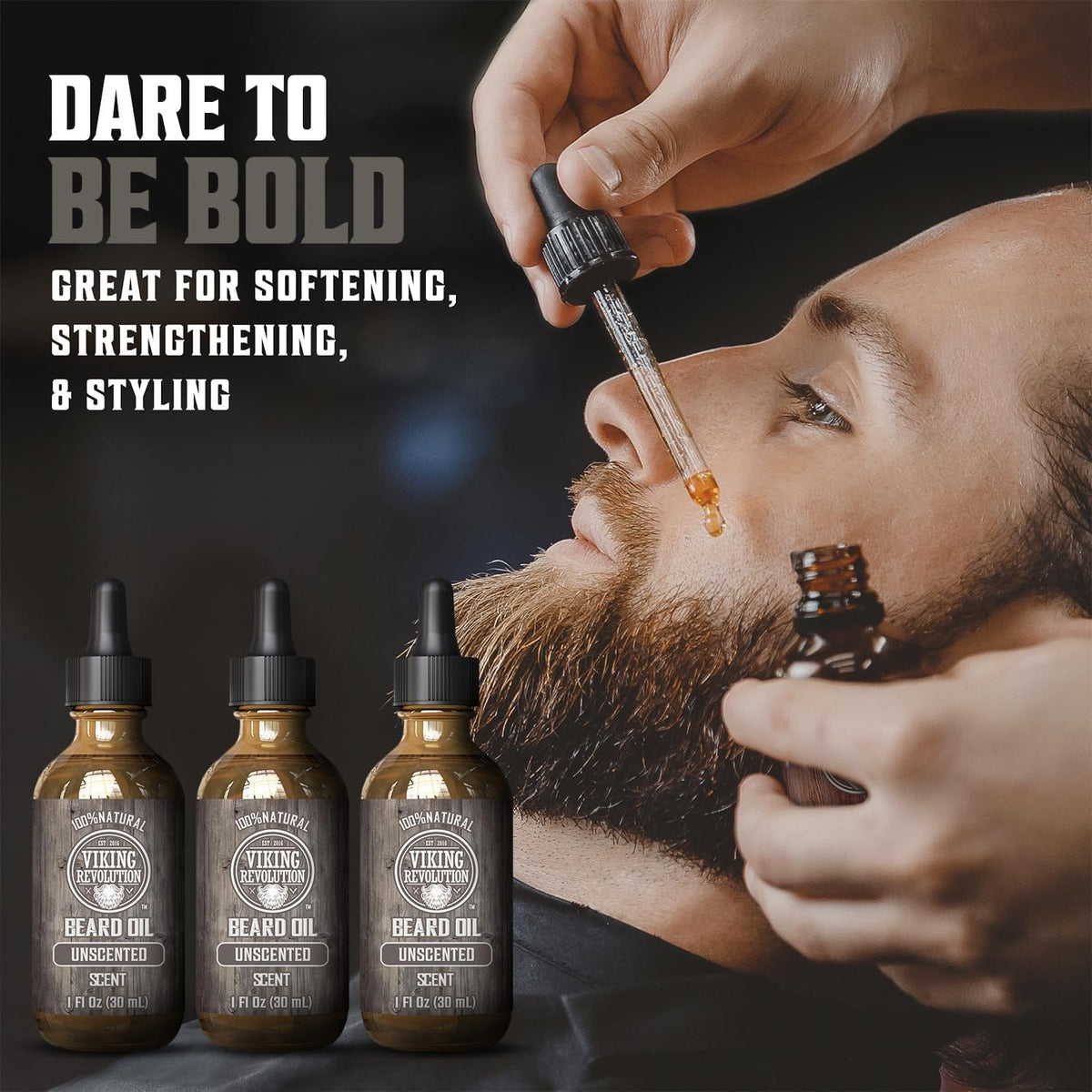 Viking Revolution Beard Oil Unscented bottle close-up