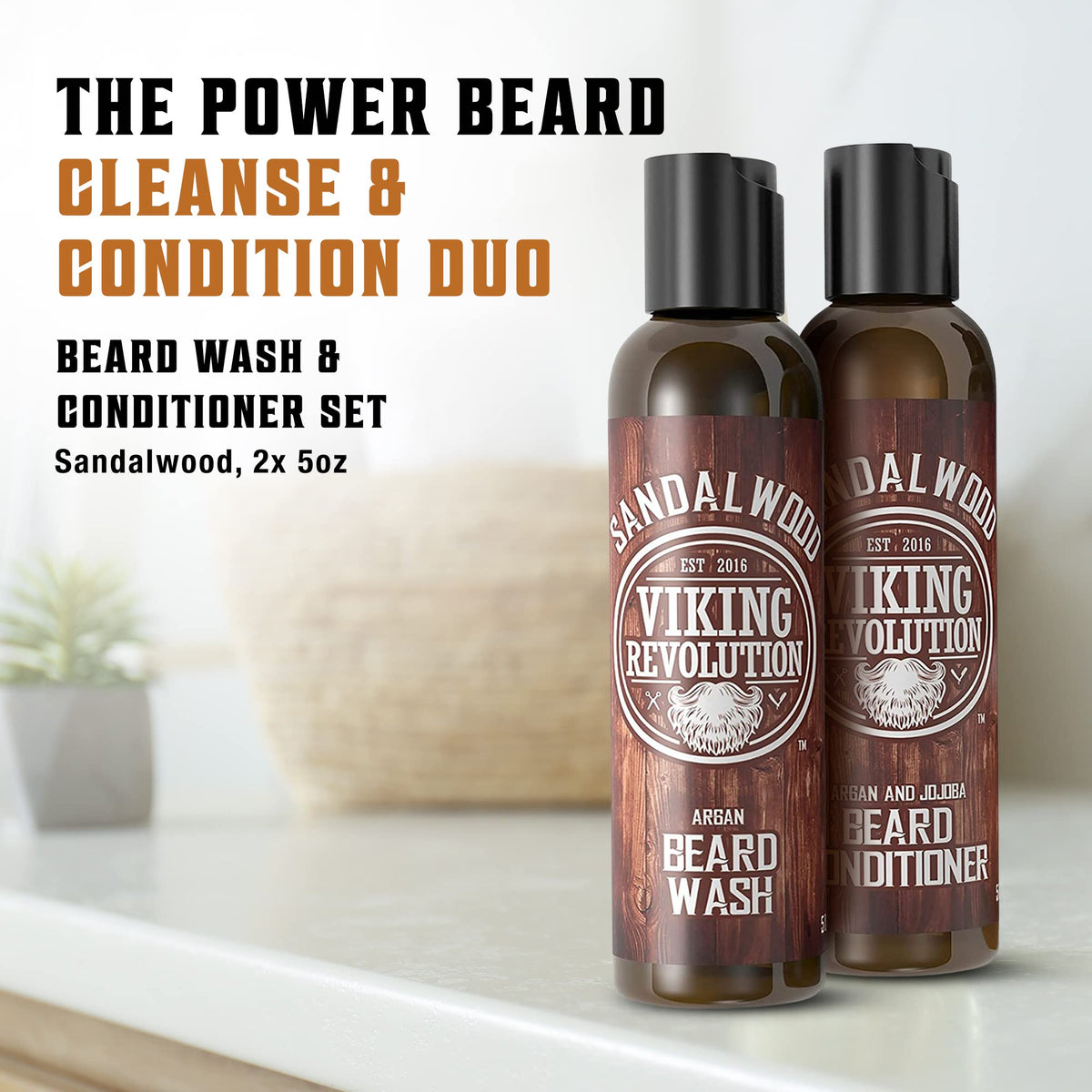 Viking Revolution Beard Wash bottle close-up showing label