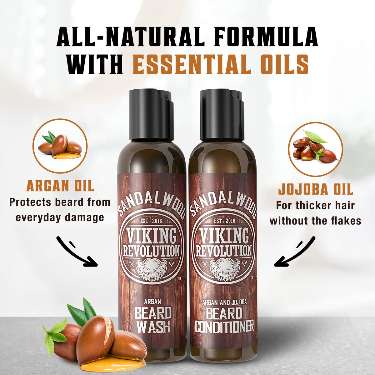 Viking Revolution Beard Wash & Conditioner Set in a grooming kit