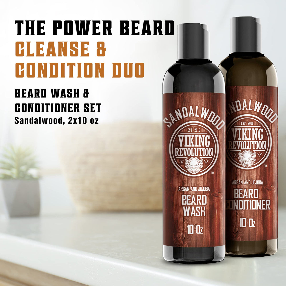 Viking Revolution Beard Wash & Conditioner Set side view showing packaging details