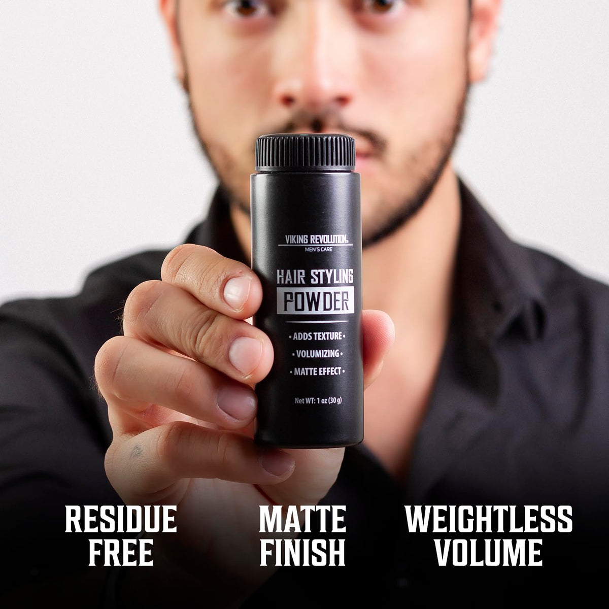 Viking Revolution hair care products on a bathroom shelf