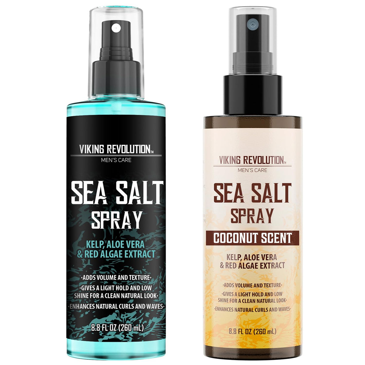 Viking Revolution Hair Sea Salt Spray 2-Pack front view with Ocean Breeze and Coconut scent
