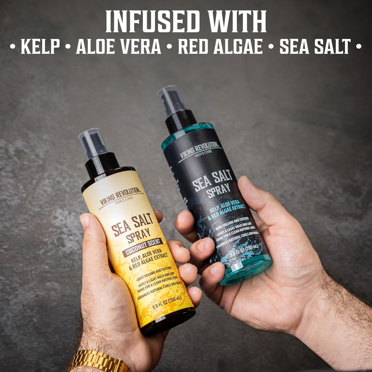 Viking Revolution Hair Sea Salt Spray 2-Pack side view showing spray nozzle