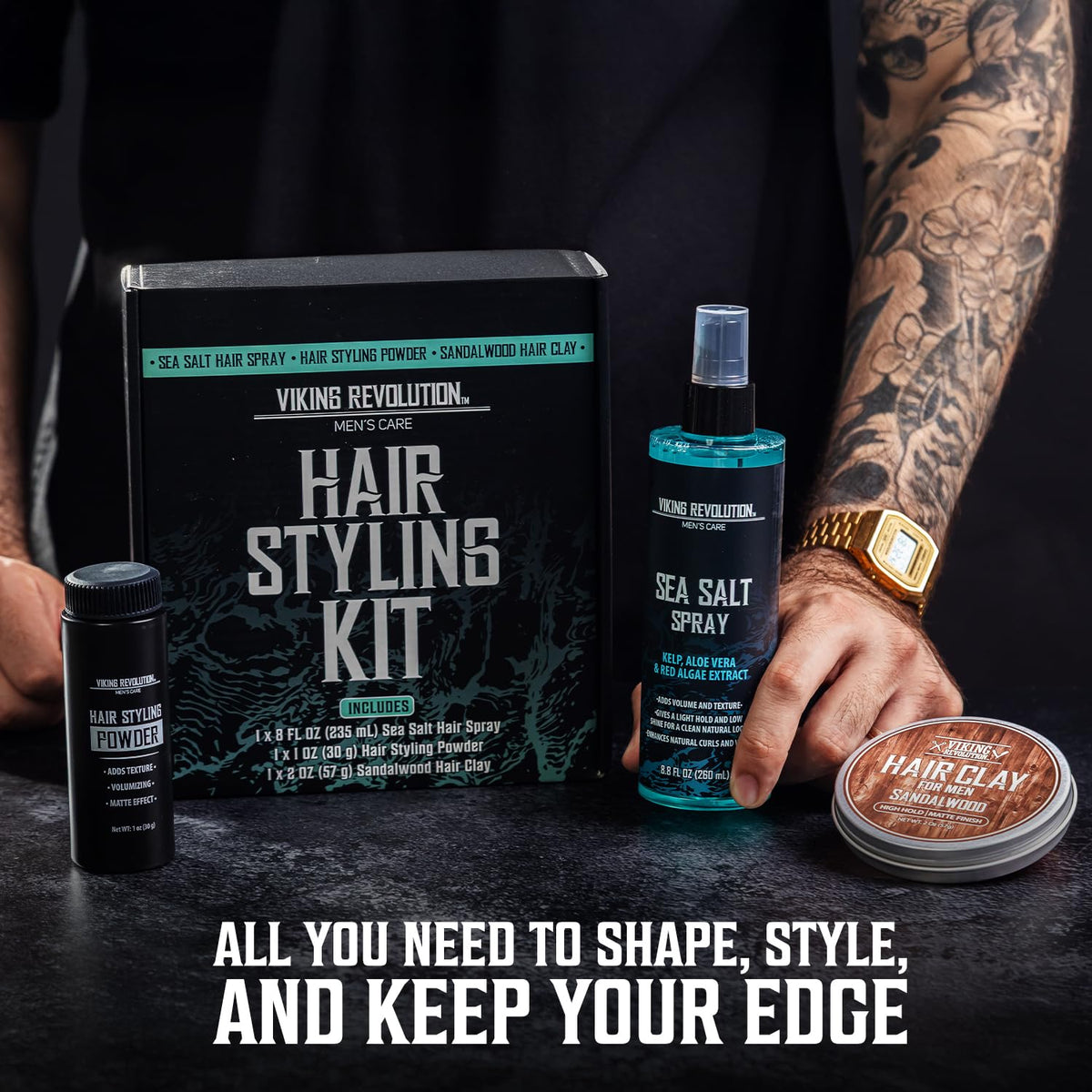 Viking Revolution Hair Styling Kit in a lifestyle setting