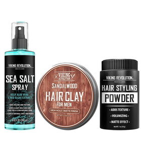 Viking Revolution Hair Styling Kit including sea salt spray, clay, and powder
