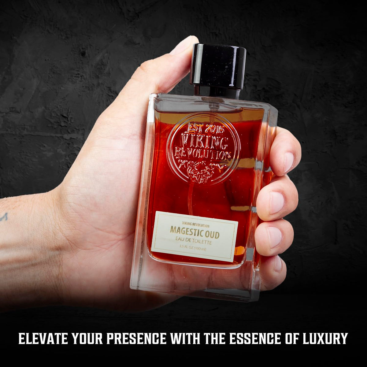 Viking Revolution Men's Majestic Oud Cologne bottle close-up
