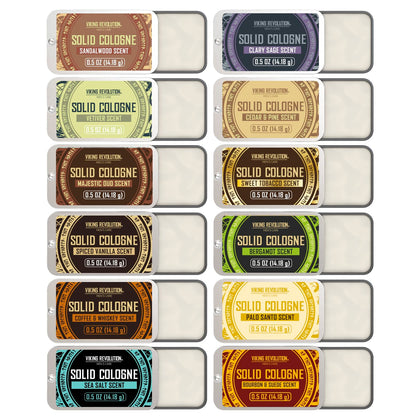 Viking Revolution Solid Cologne Set front view with twelve tins