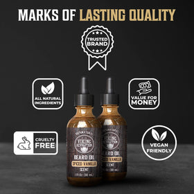 Viking Revolution Spiced Vanilla Beard Oil ingredients display