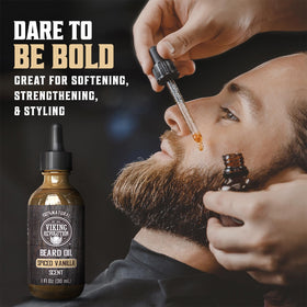 Viking Revolution Spiced Vanilla Beard Oil packaging side view